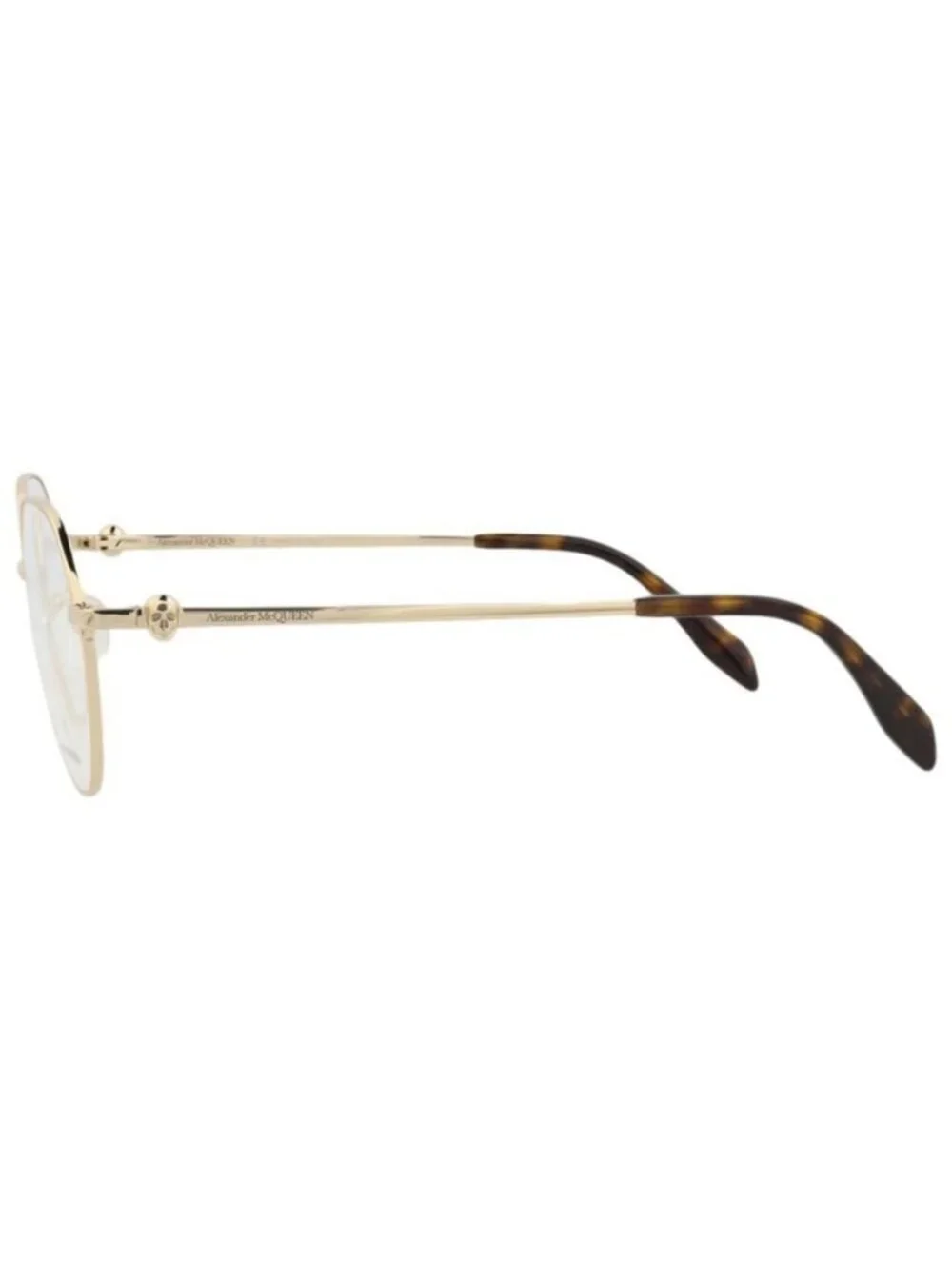 New Alexander McQueen Unisex Round/Oval Gold Gold Transparent Fashion Designer E